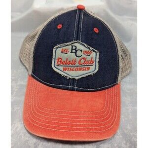 Beloit Club Wisconsin Snapback Hat Blue Orange Mesh Trucker Hat